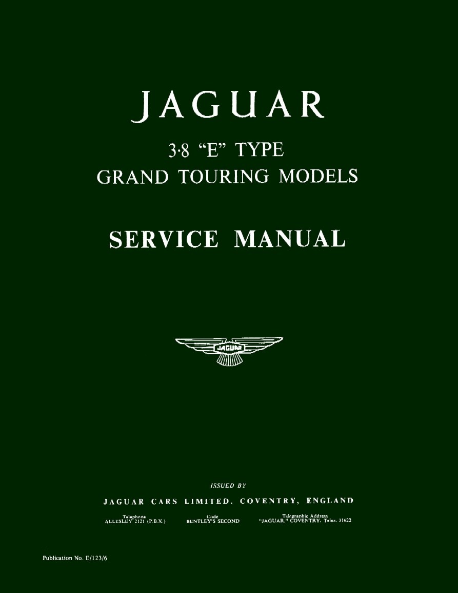 Jaguar E-Type 3.8 Service Manual